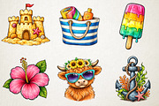 Watercolor Bright Summer Clipart Set, an Illustration by RobertsArt (Thumbnail 4 of 5)