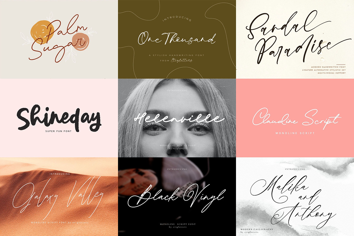 Handwritten Font Bundle Vol 1, a Script Font by etigletters (Photo 3 of 5)