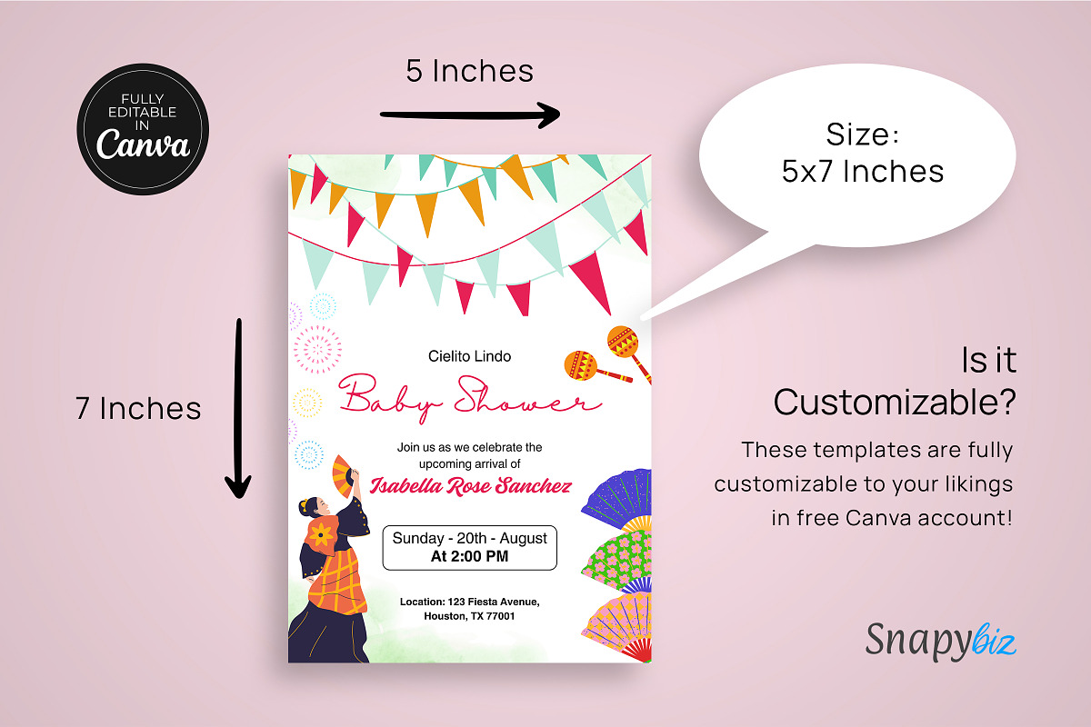 Mexican Baby Shower Invitation Temp, an Invitation Template by Snapybiz (Photo 10 of 10)