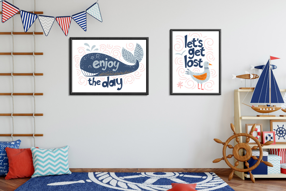 Marine - clipart & lettering, an Animal Illustration by DruZhi Art (Photo 7 of 10)