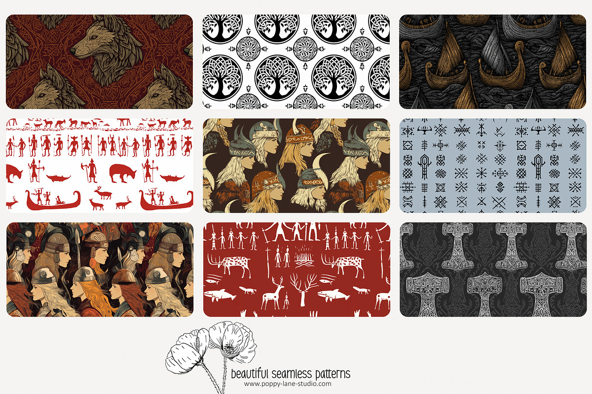 80 Viking seamless pattern, a Pattern Graphic by Poppy Lane Studio (Photo 5 of 11)