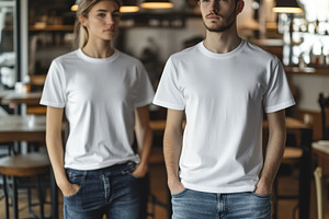 Couple wearing white t-shirts in a c, a Beauty & Fashion Photo by Pixeness Studio