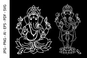 Lord Ganesha Line Art Bundle, an Object Graphic by nandinigraphics (Thumbnail 4 of 7)