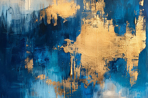 Abstract blue and gold painting, an Abstract Photo by Hamza067