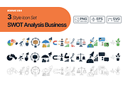 SWOT Analysis Business Icons 3 Style, an Outline Icon by Iconic Era (Thumbnail 1 of 2)