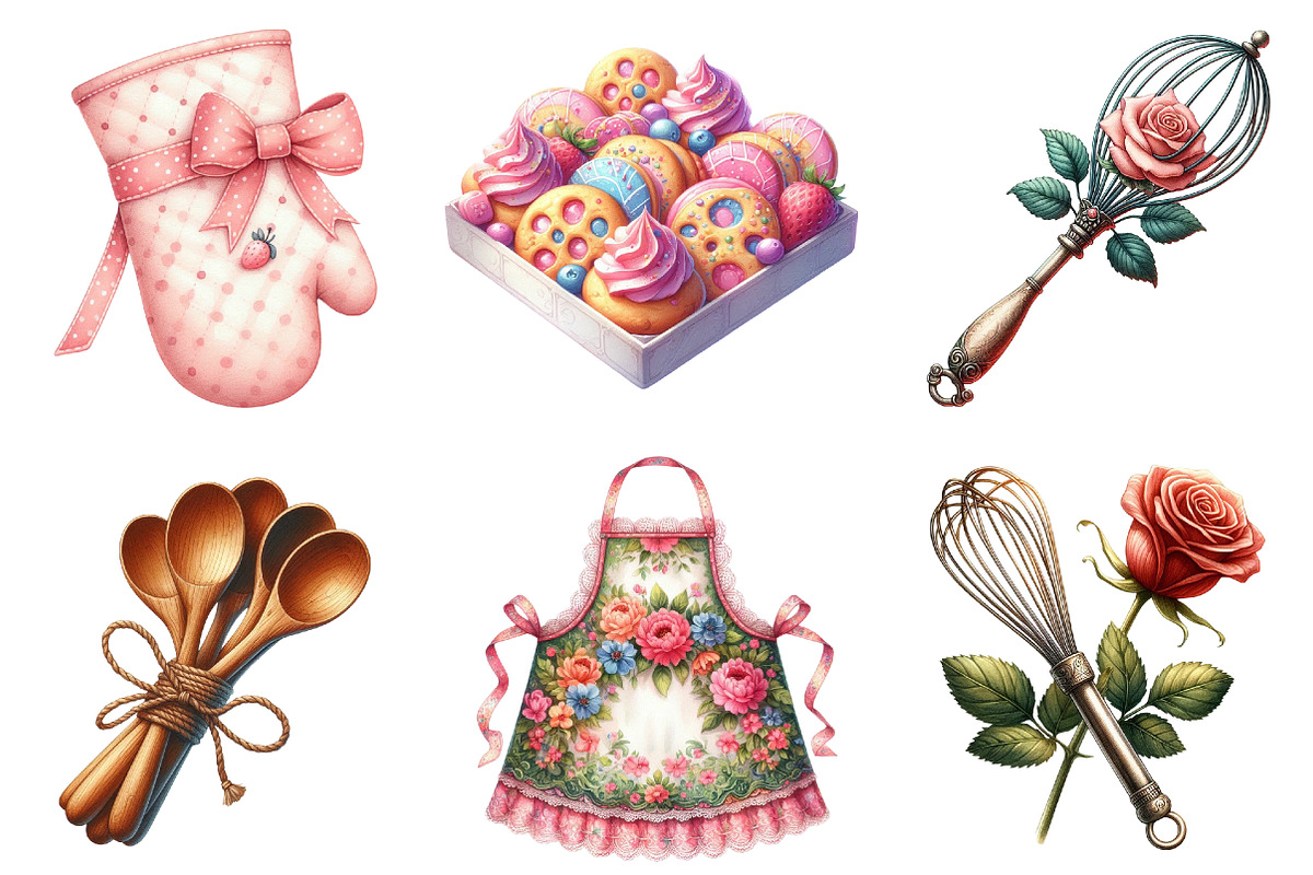 Vintage Baking Sublimation Clipart, an Illustration by Watercolor design (Photo 4 of 4)