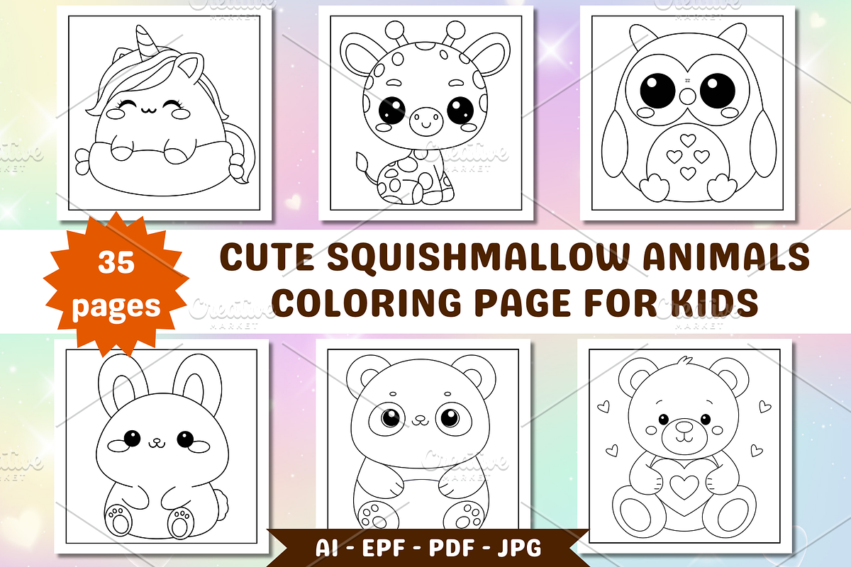 Cute Squishmallow Coloring Page, an Animal Illustration by Salaly (Photo 1 of 9)