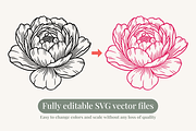 Peony Flower Line Art Illustration, a Decorative Illustration by Kusumaillustration (Thumbnail 10 of 15)
