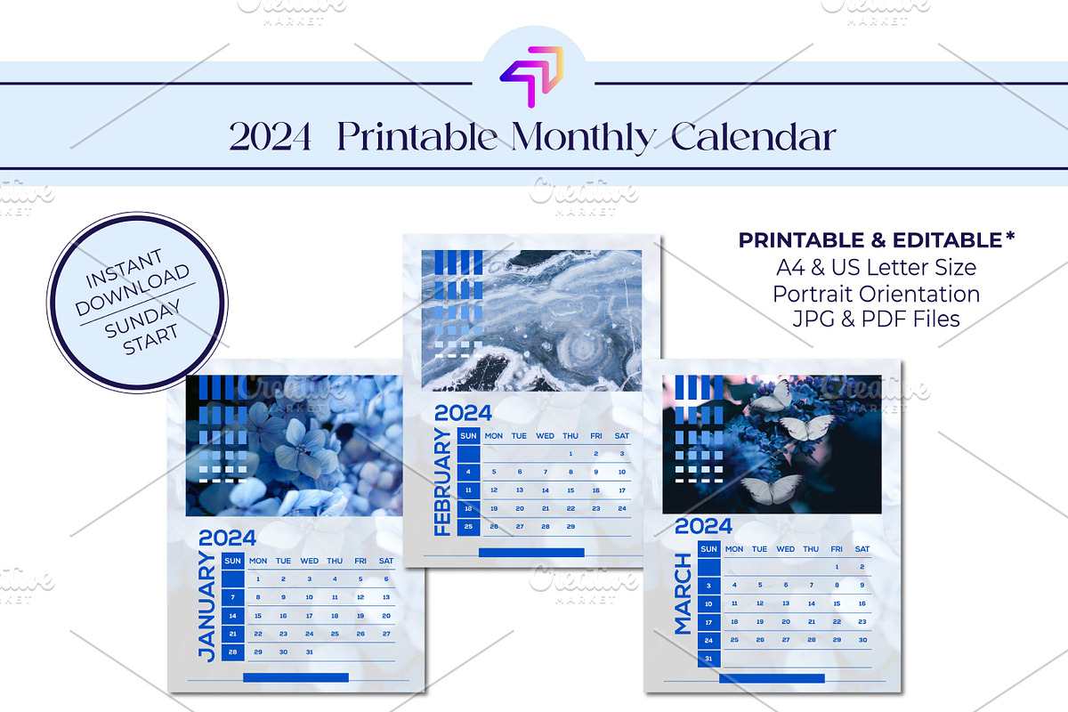 2024 Realstic Modern Calendar, an Object Graphic by Artiverge (Photo 1 of 5)