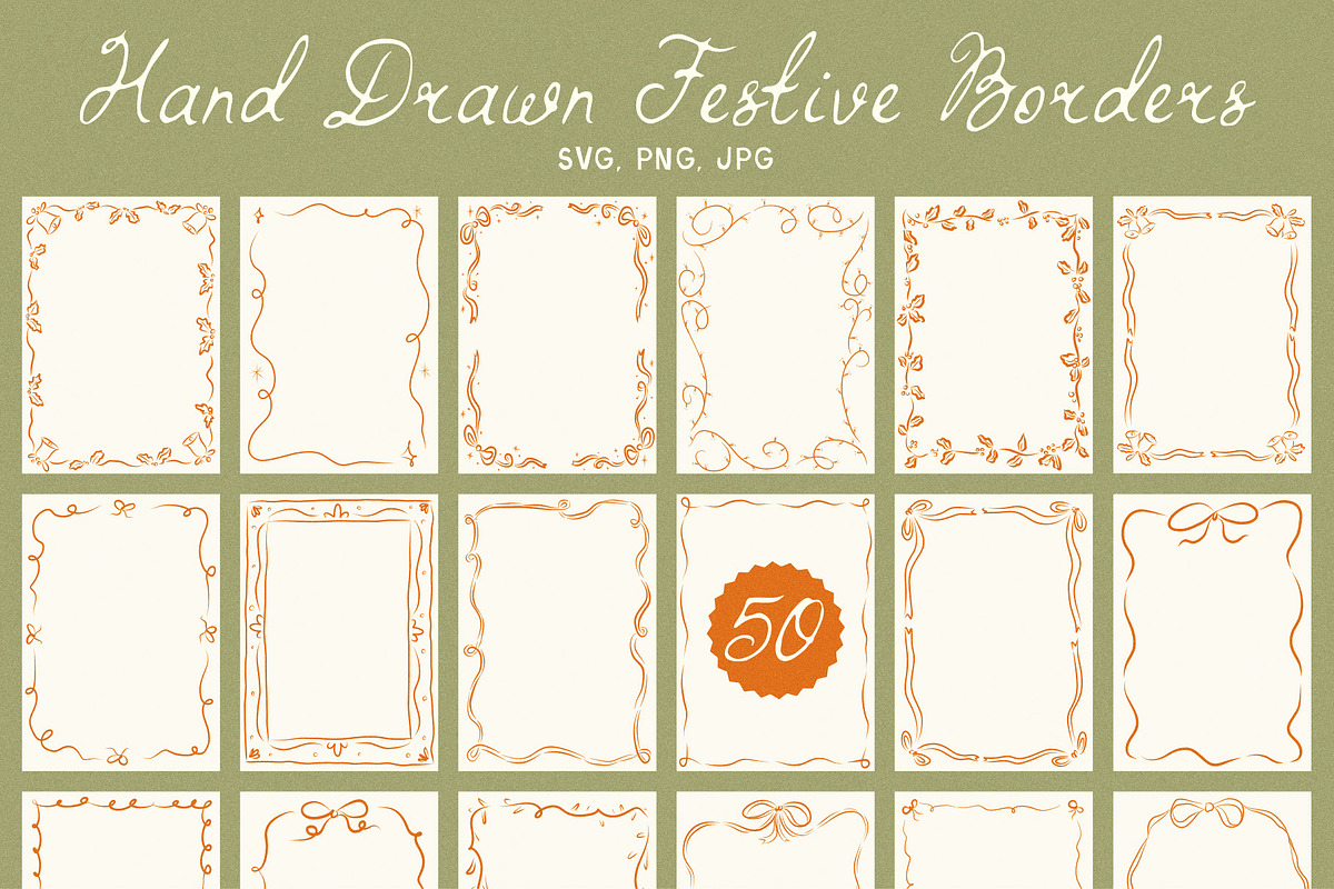 Hand Drawn Christmas Frames Bundle, a Seasonal Illustration by Ayya Studio (Photo 1 of 13)