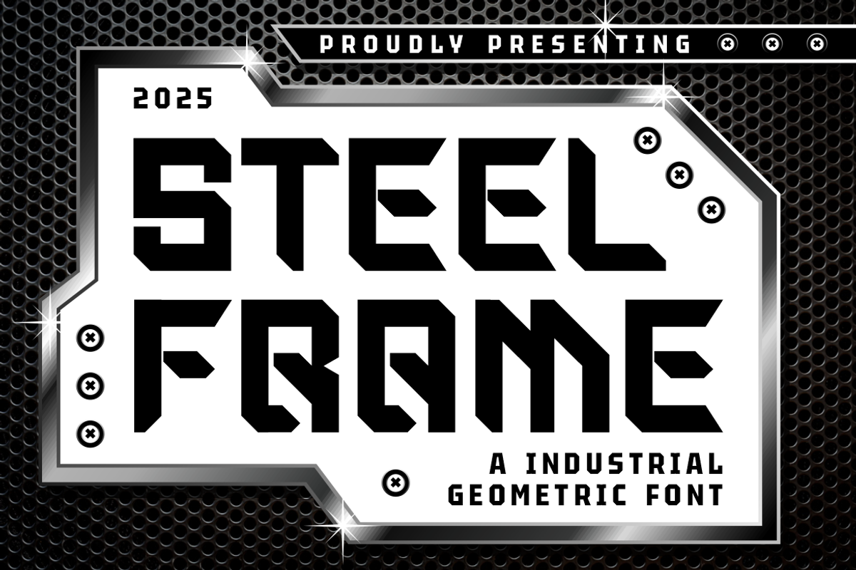 Steel Frame Modern Industrial Font, a Font by PutraCetol Studio (Photo 1 of 5)