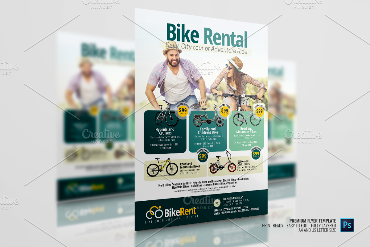 Bicycle Rentals Flyer, a Flyer Template by PSDPixel (Photo 3 of 5)
