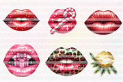Christmas Lips Clipart Sublimation, an Illustration by CreationArt (Thumbnail 5 of 5)