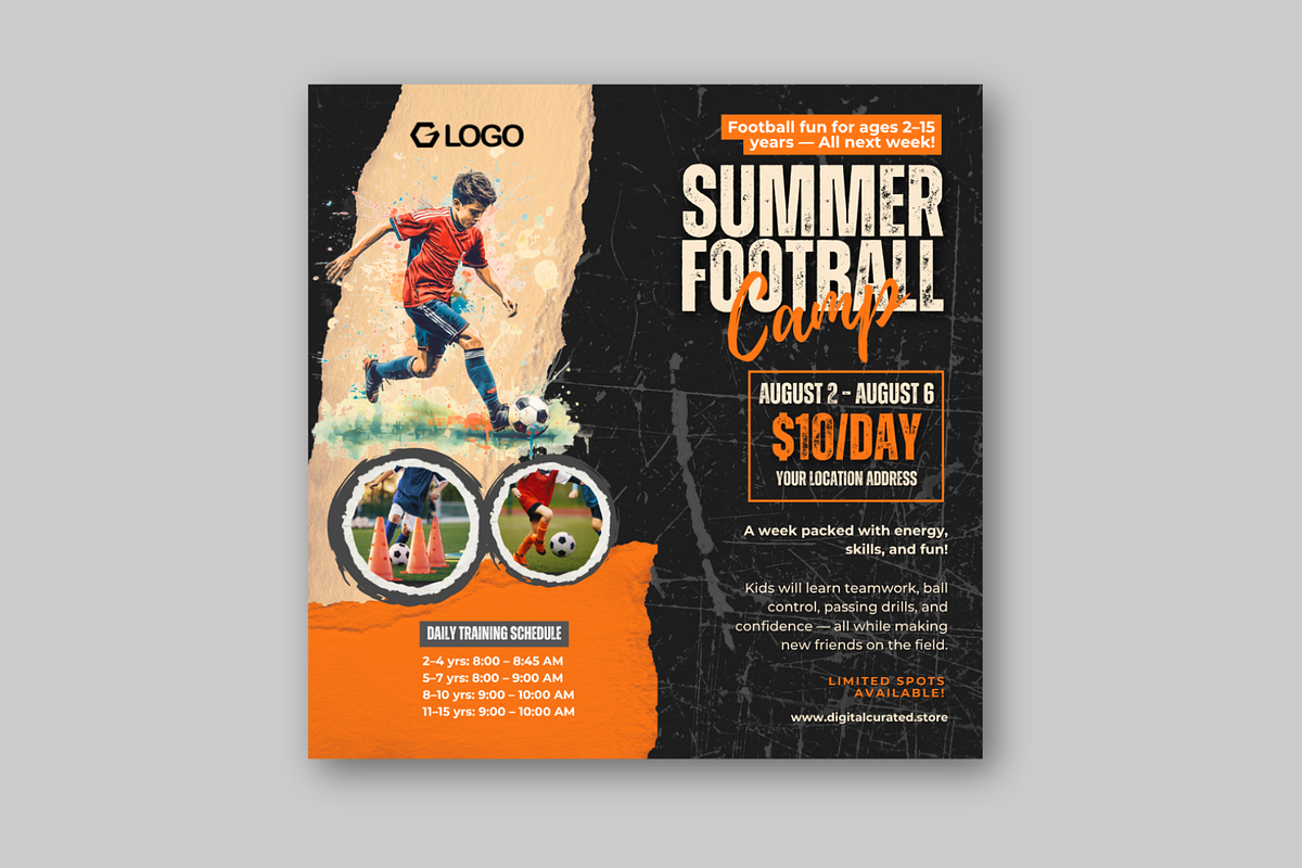 Canva Summer Football Camp Flyer, a Flyer Template by antyalias store (Photo 4 of 5)