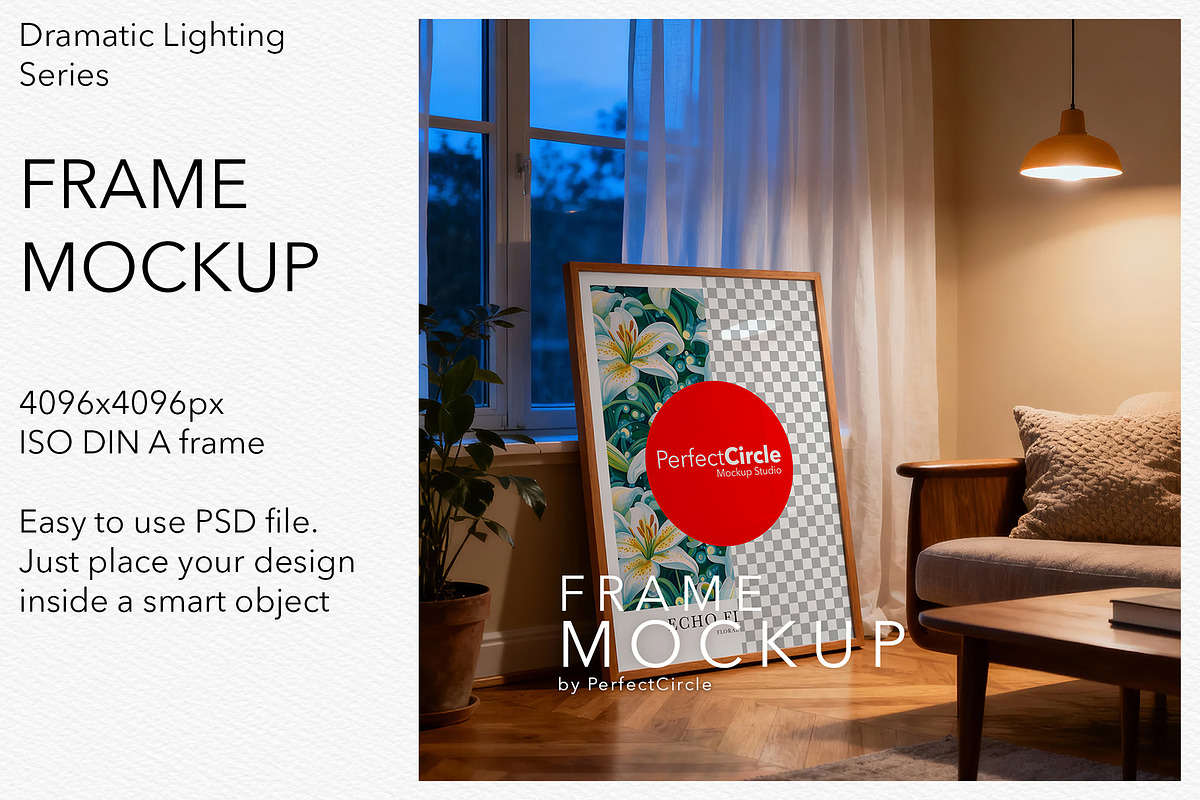 Living Room Poster Frame Mockup ISO, a Mockup by DesignRocket (Photo 1 of 8)