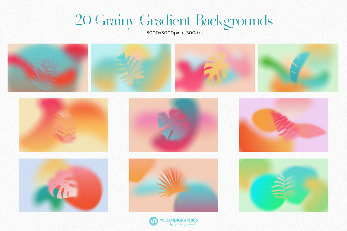 Tropical Grainy Gradient Backgrounds, a Texture Graphic by Youandigraphics (Photo 7 of 12)