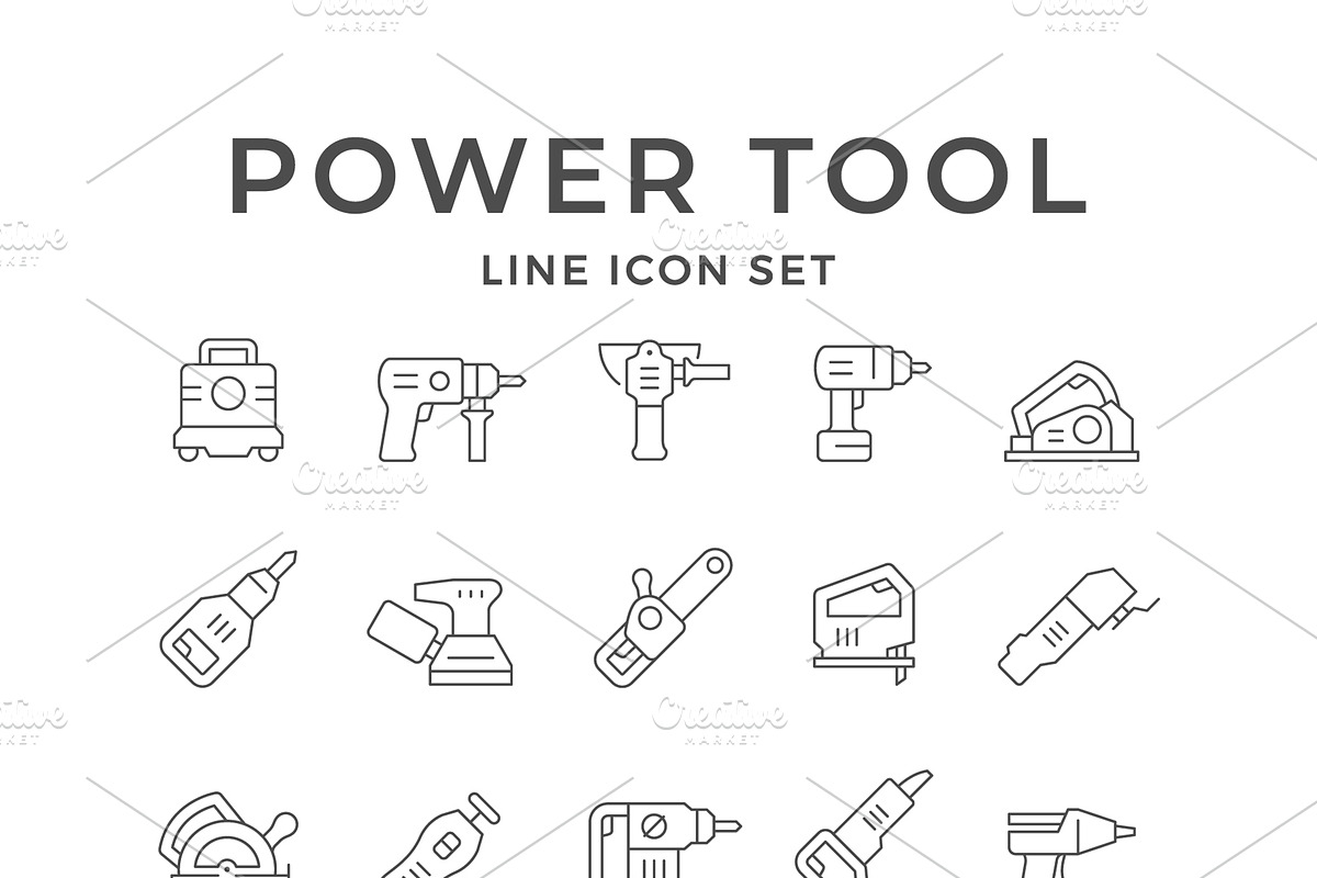Set line icons of power tool, an Outline Icon by motorama (Photo 1 of 2)