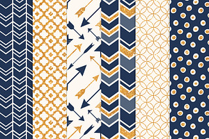 Navy & Gold Glitter Patterns