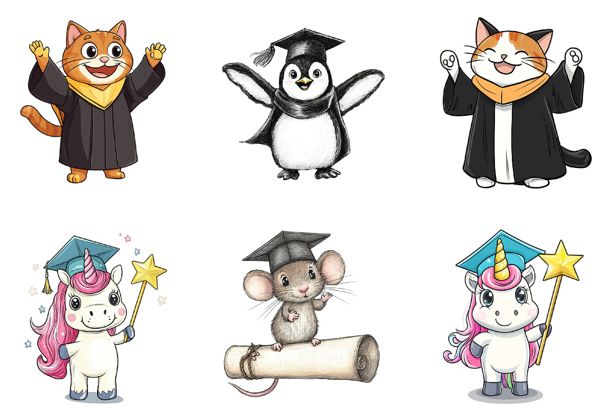 Cute Graduation Clipart, an Illustration by designhome (Photo 2 of 4)