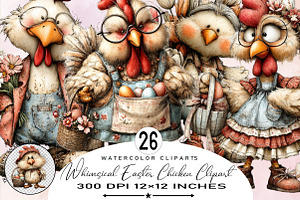 Whimsical Easter Chicken Clipart Bun, an Illustration by SVGArt