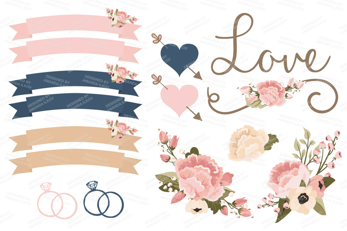 Wedding Floral Clipart & Vectors, an Illustration by Amanda Ilkov (Photo 4 of 4)