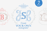 Royal Wedding Monograms font family, a Script Font by kaer_shop (Thumbnail 1 of 10)