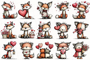 Whimsical Valentine Fox Clipart, an Illustration by OK Design (Thumbnail 3 of 6)