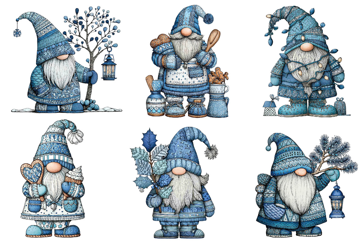 Christmas Blue Gnomes Clipart, an Illustration by Dream Creation (Photo 6 of 7)