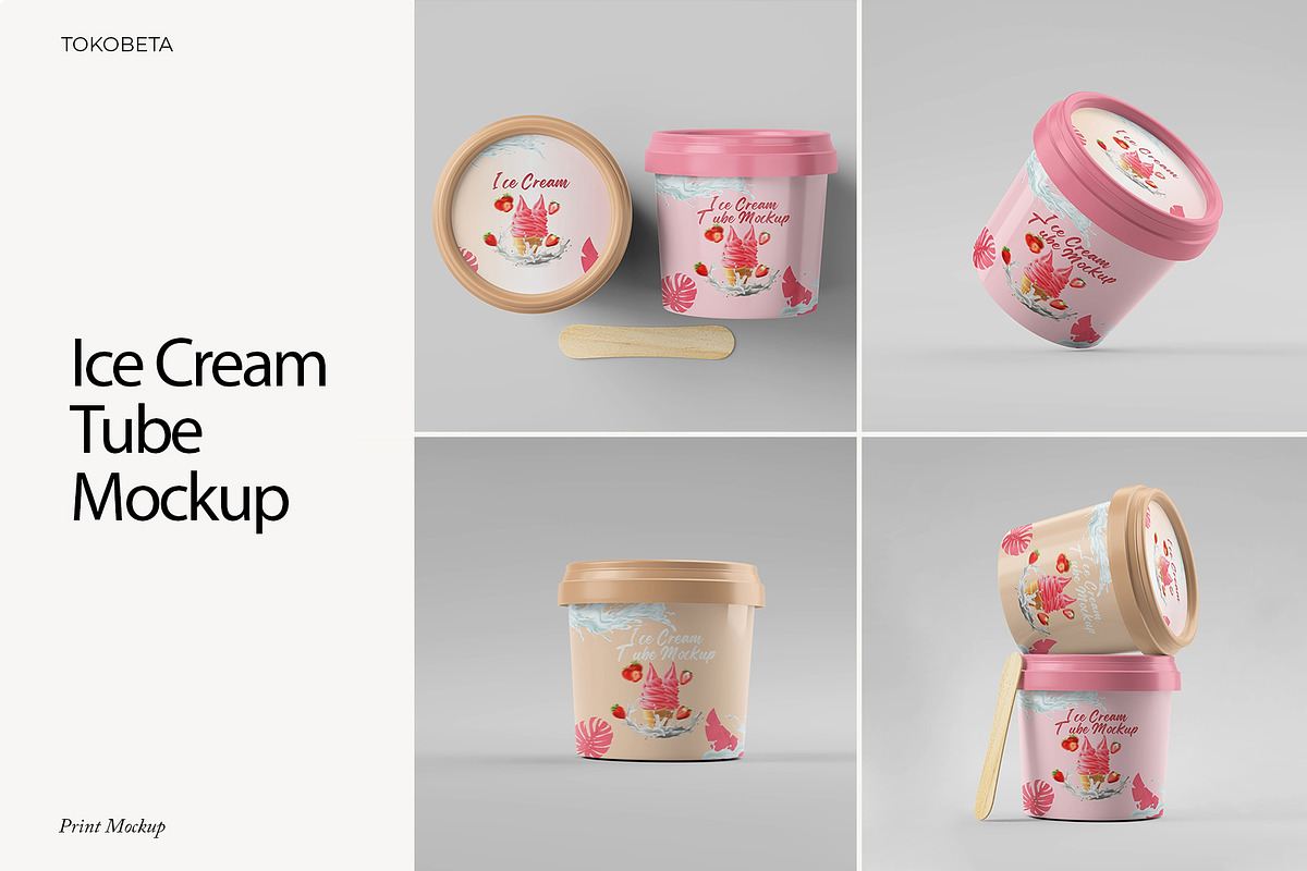 Ice Cream Tube Mockup, a Packaging Mockup by Tokobeta (Photo 1 of 9)