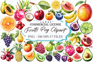 Fruits PNG Clipart Bundle, an Illustration by designcity5