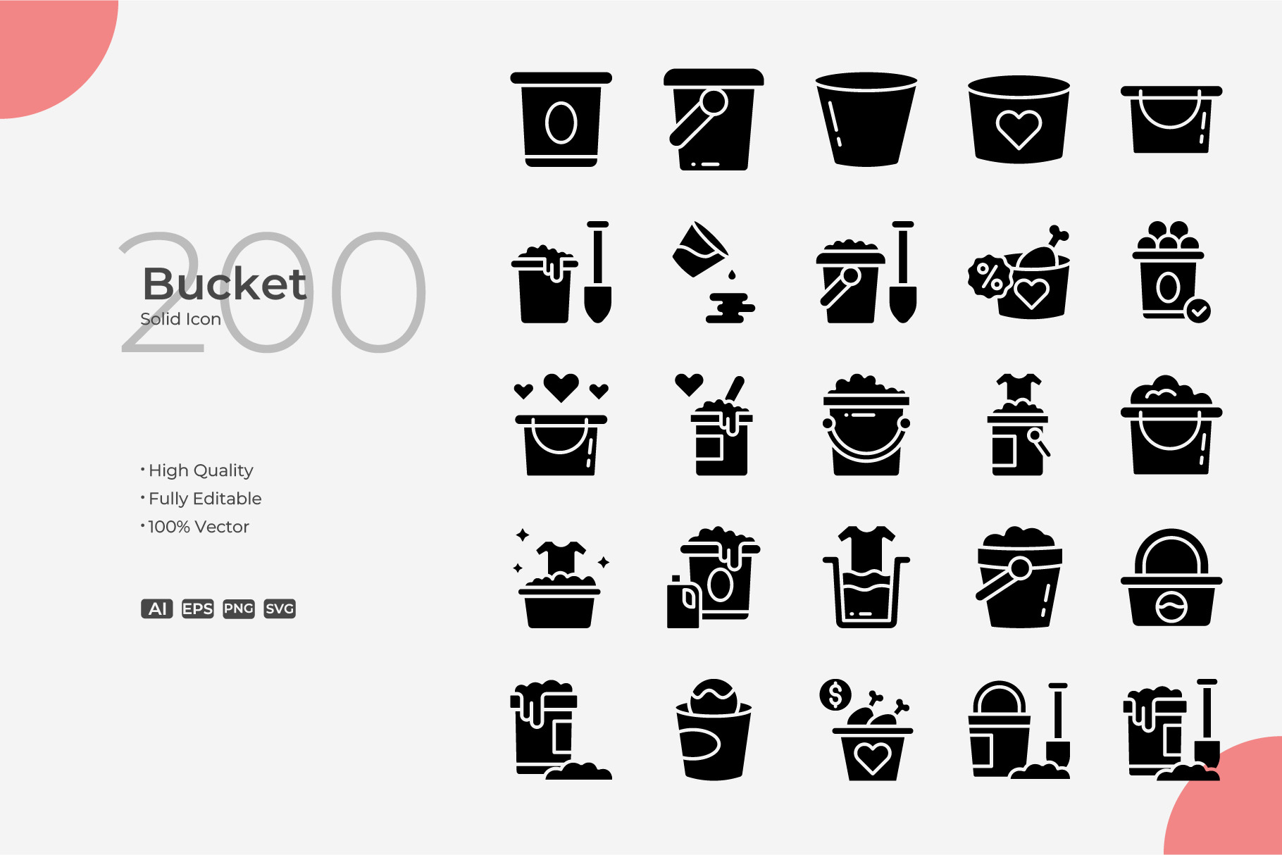 Bucket Solid Icons, a Solid Icon by Bloodline