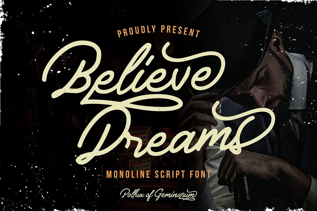 Believe Dreams - Retro Monoline Font, a Script Font by Pollux of Geminorum (Photo 1 of 9)