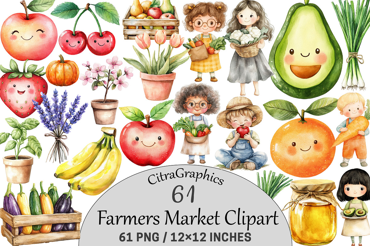 Farmers Market Clipart Bundle, an Illustration by CitraGraphics (Photo 1 of 6)