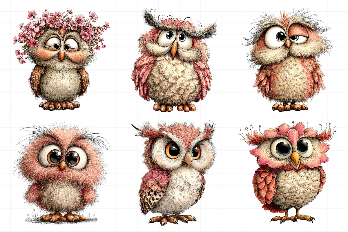 Funny Spring Owl Clipart, an Illustration by Daily.Designs (Photo 7 of 8)