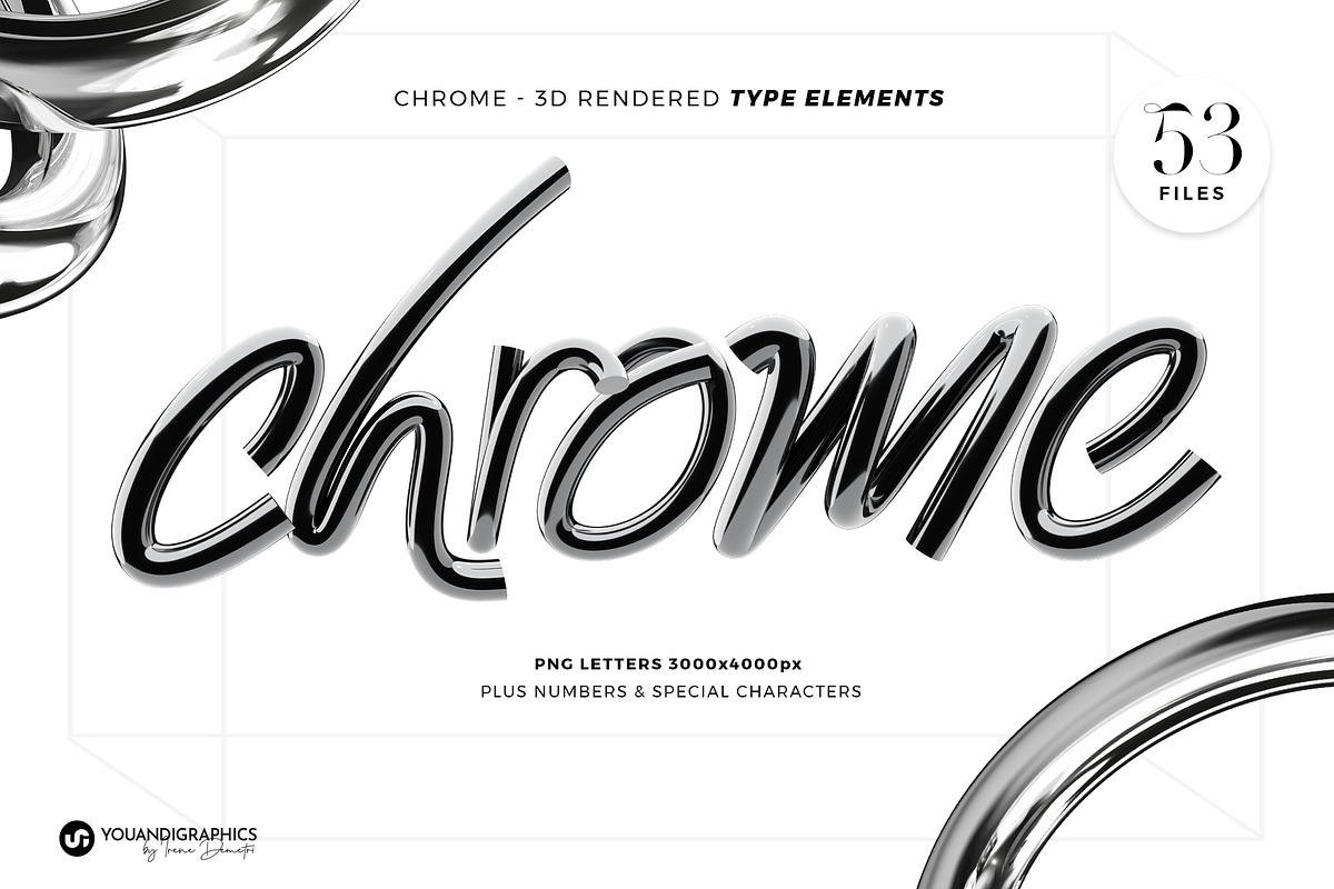 Chrome 3D Lettering set, an Object Graphic by Youandigraphics (Photo 1 of 13)