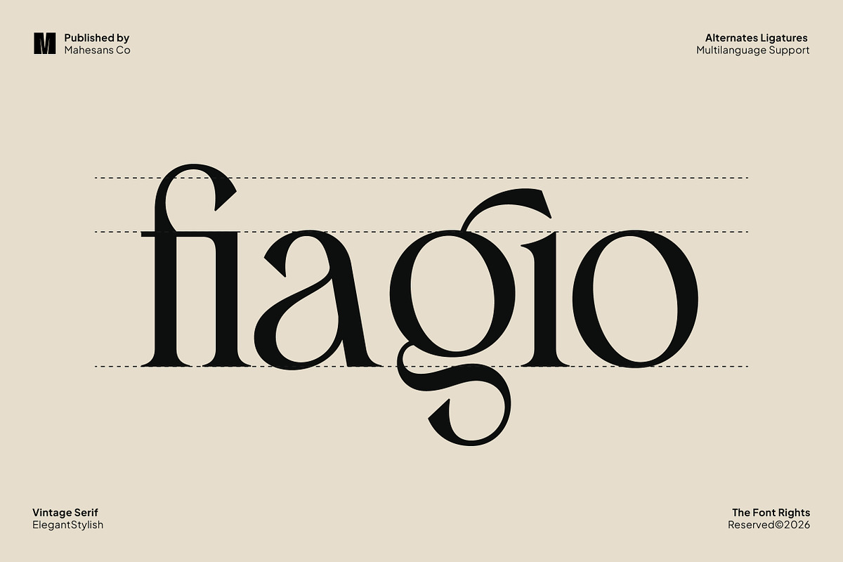 Fiagio – Elegant Vintage Serif, a Serif Font by Mahesans Co (Photo 1 of 11)