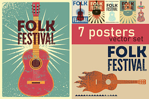 Folk Music Fest vector poster set, an Object Illustration by PoPaShop