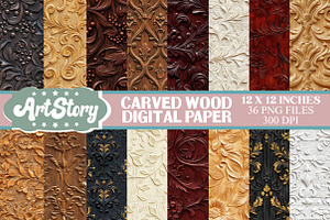 Carved Wood Digital Paper
