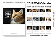 Calendar A3 for 2018 with cats., a Stationery Template by JS Shop (Thumbnail 1 of 4)