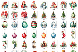 Classic Christmas Watercolor Clipart