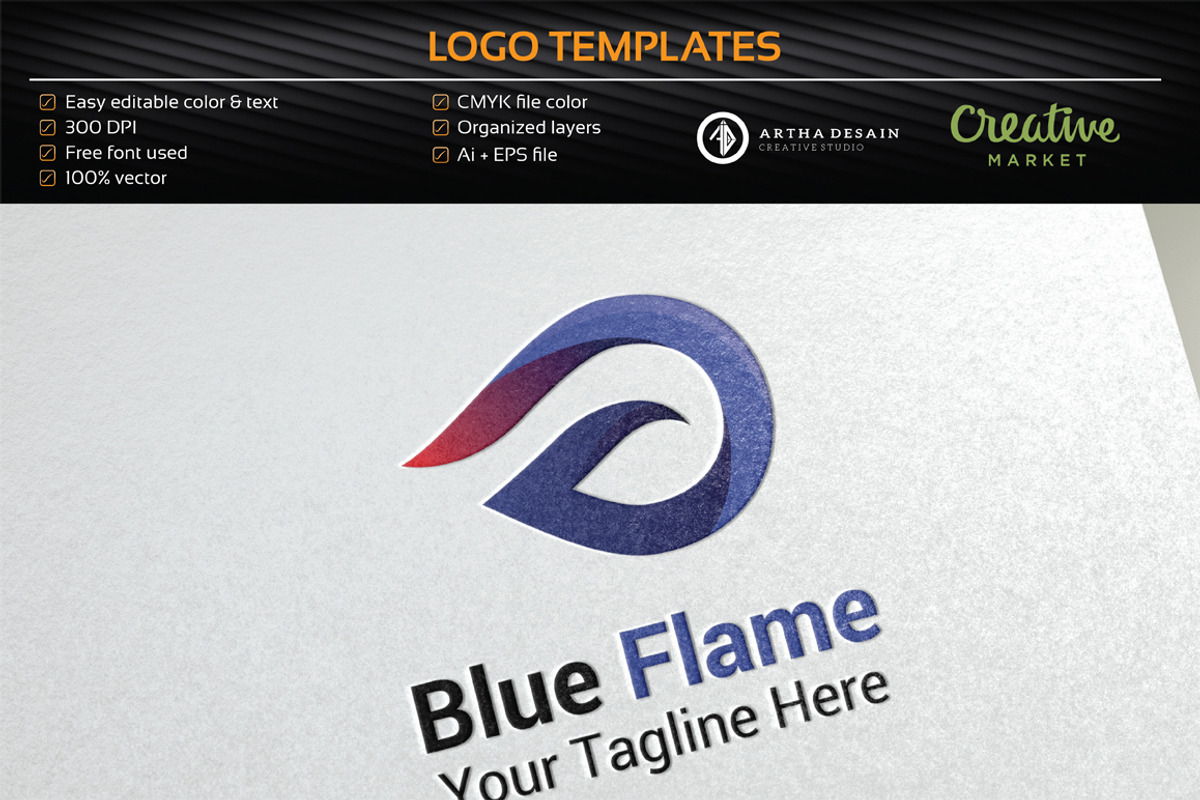 Blue Flame / Fire - Logo Template, a Branding & Logo Template by Artha Desain (Photo 1 of 5)