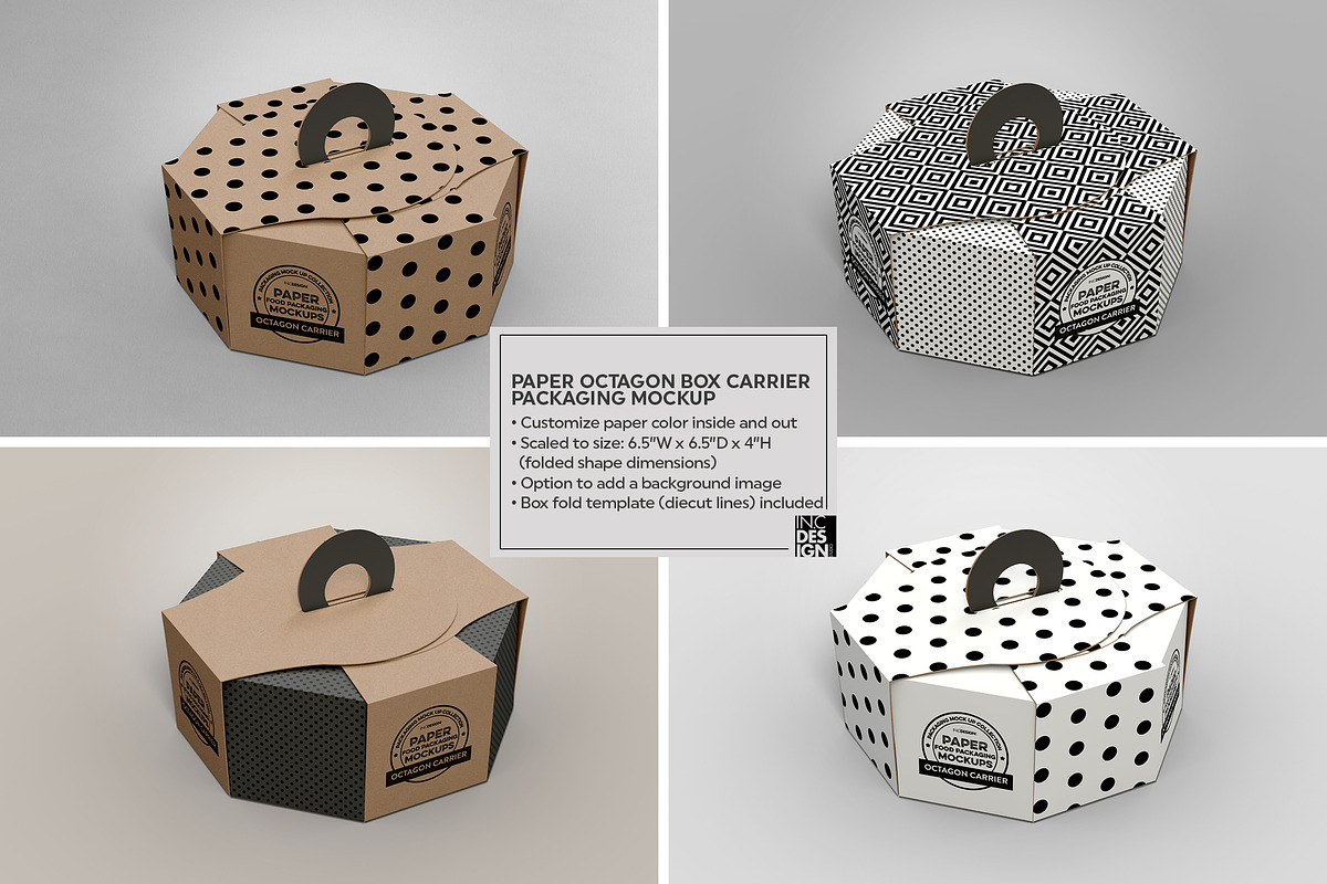 Octagon Box Carrier Packaging Mockup, a Cups & Container Mockup by INCDesign (Photo 3 of 7)