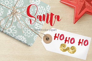 Santa. Christmas Watercolor Clipart