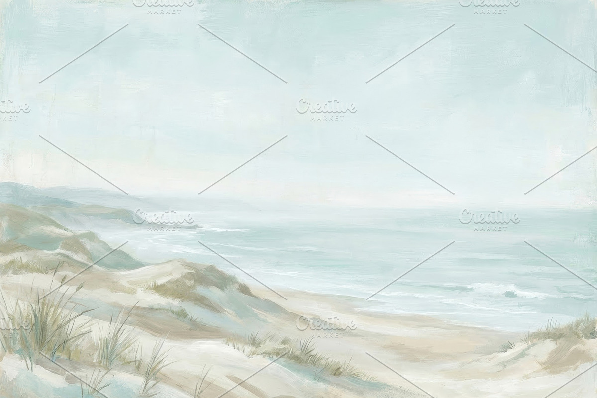 Misty Coastal Dunes Wallpaper, a Decorative Illustration by Virgo Studio