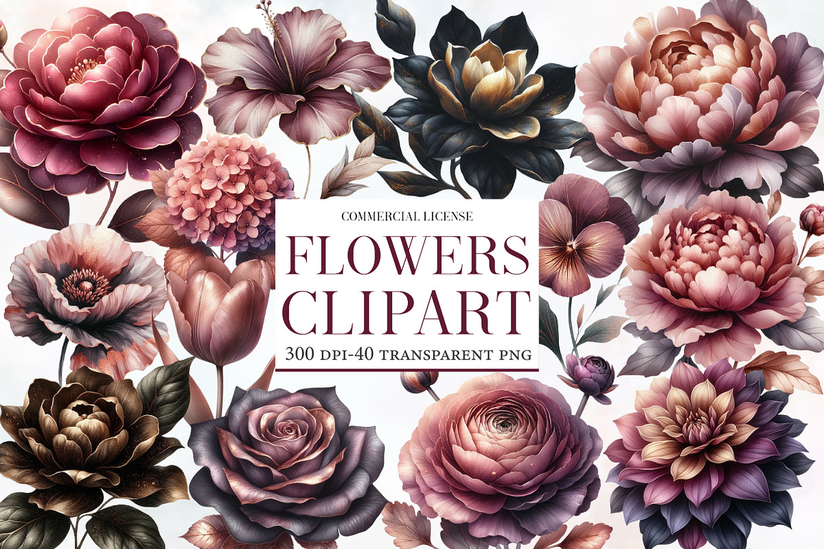 Watercolor Flowers clipart, an Illustration by Designworld (Photo 1 of 6)