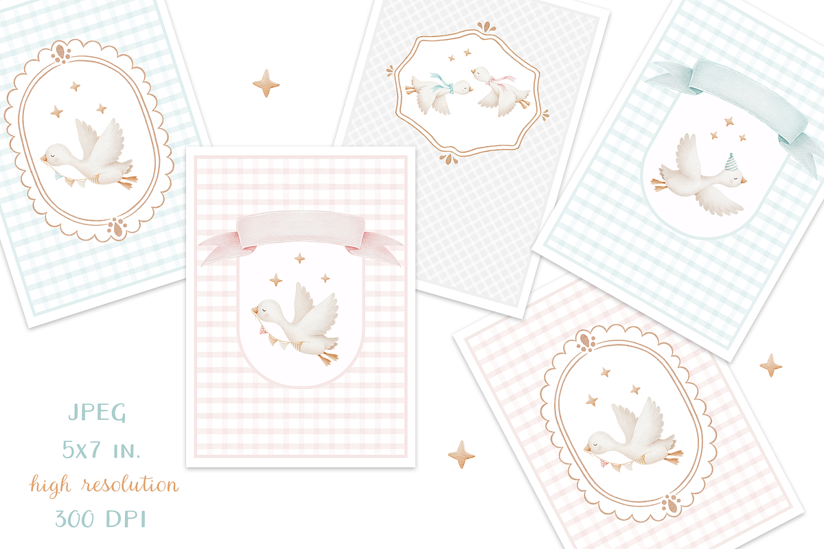 Silly Goose Watercolor Nursery Set, an Animal Illustration by tetiartline (Photo 8 of 12)