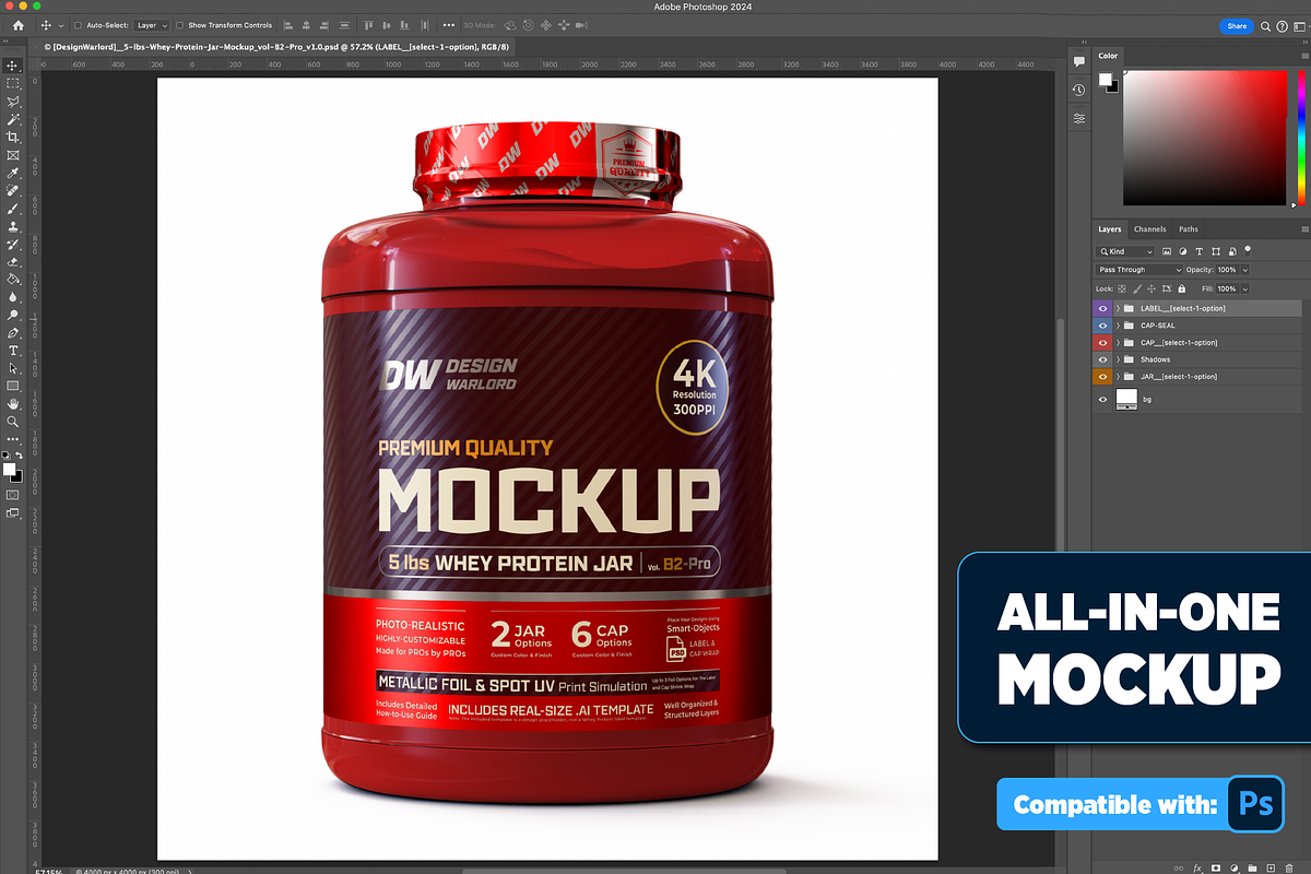 5lb Whey Protein Jar Mockup B2-Pro, a Packaging Mockup by Design Warlord (Photo 2 of 16)