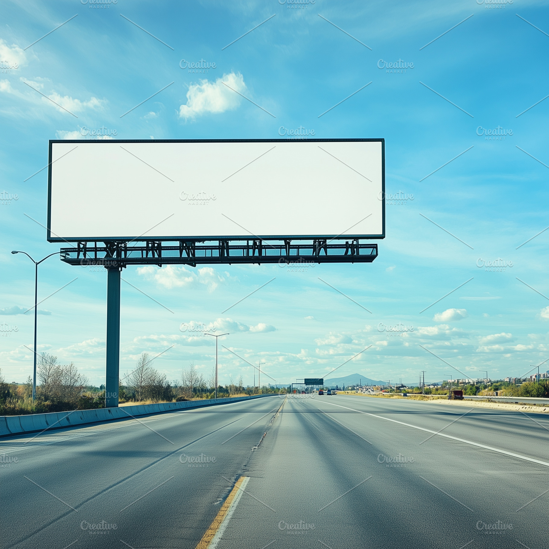 Blank billboard mockup over the road, a Business Photo by MistyDay