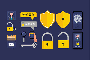 Cyber Security Illustration Set, an Object Illustration by studiogstock