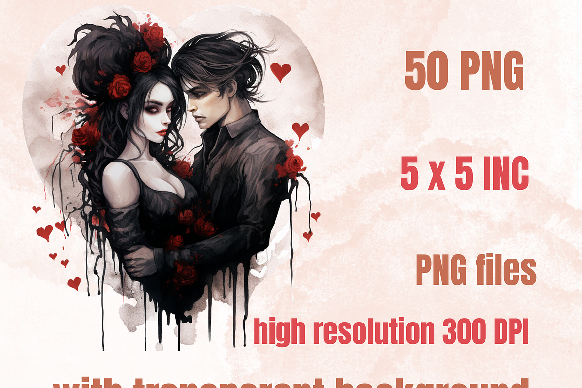 Gothic Valentine's Day Clipart, a Seasonal Illustration by GiraffeCreative (Photo 2 of 9)